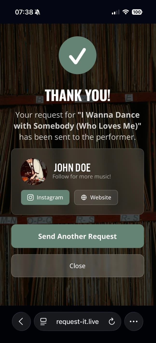 Social follow screen
